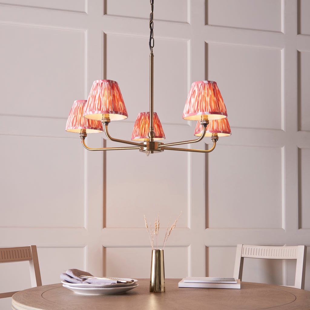 118045 Lille & Ikat 16cm 5 Light Pendant Brass Pink