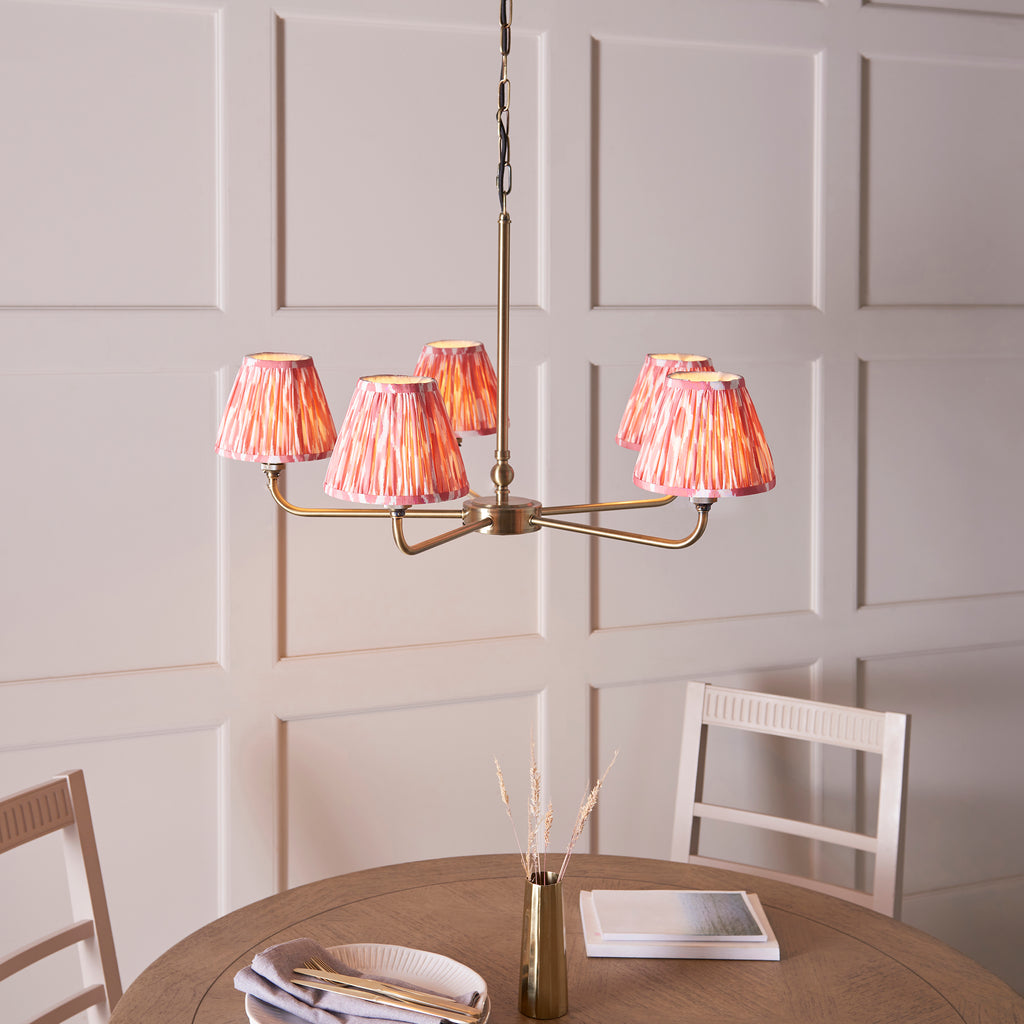118045 Lille & Ikat 16cm 5 Light Pendant Brass Pink