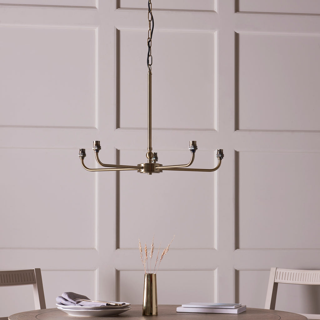 118045 Lille & Ikat 16cm 5 Light Pendant Brass Pink