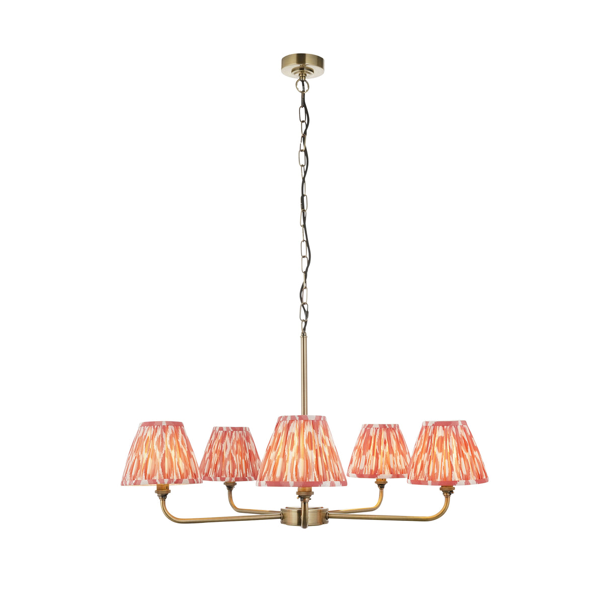 118045 Lille & Ikat 16cm 5 Light Pendant Brass Pink