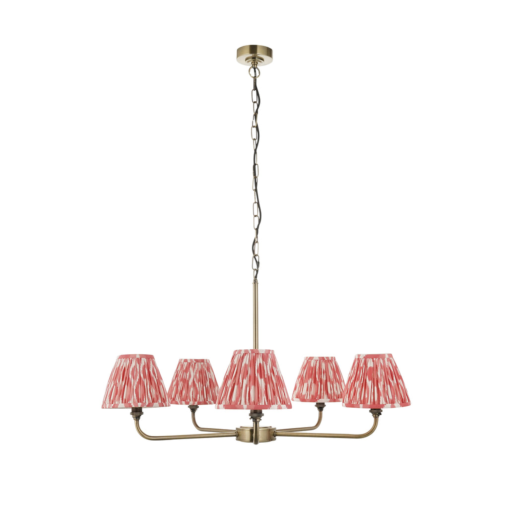 118045 Lille & Ikat 16cm 5 Light Pendant Brass Pink