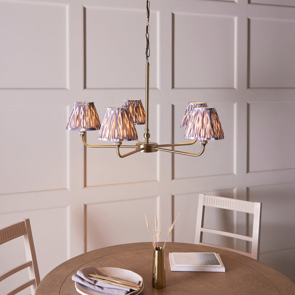 118053 Lille & Ikat 16cm 5 Light Pendant Brass Grey