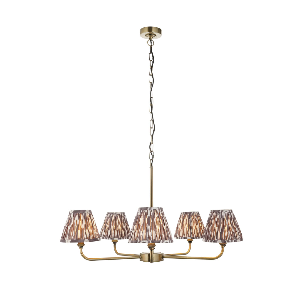 118053 Lille & Ikat 16cm 5 Light Pendant Brass Grey