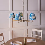 118054 Lille & Ikat 16m 5 Light Pendant Brass Blue