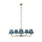 118054 Lille & Ikat 16m 5 Light Pendant Brass Blue