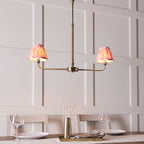 118077 Lille & Ikat 16cm 2 Light Pendant Brass Pink