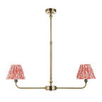 118077 Lille & Ikat 16cm 2 Light Pendant Brass Pink