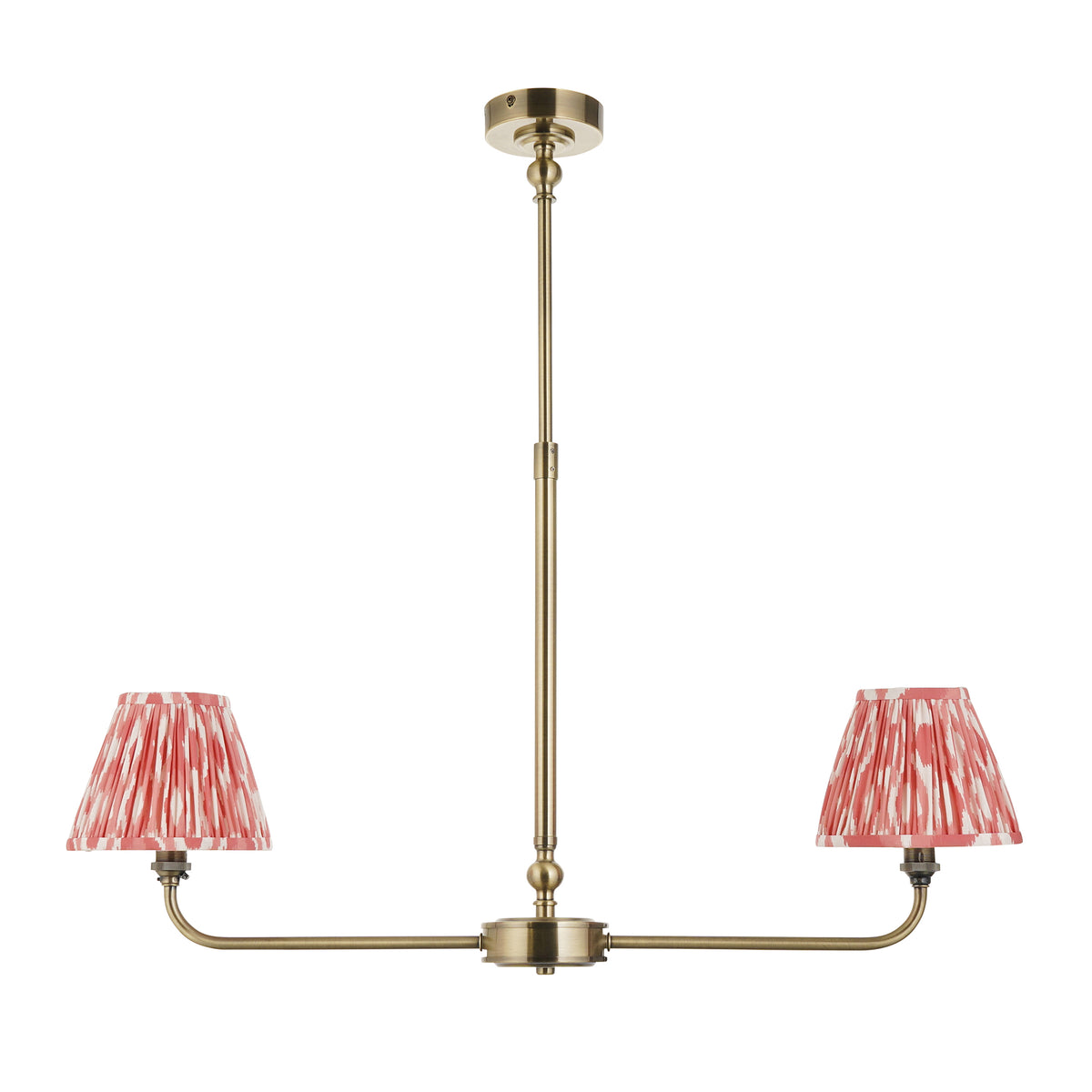 118077 Lille & Ikat 16cm 2 Light Pendant Brass Pink