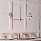 118085 Lille & Ikat 16cm 2 Light Pendant Brass Grey