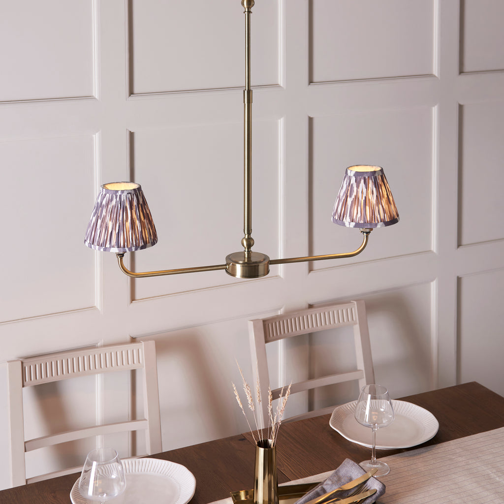 118085 Lille & Ikat 16cm 2 Light Pendant Brass Grey