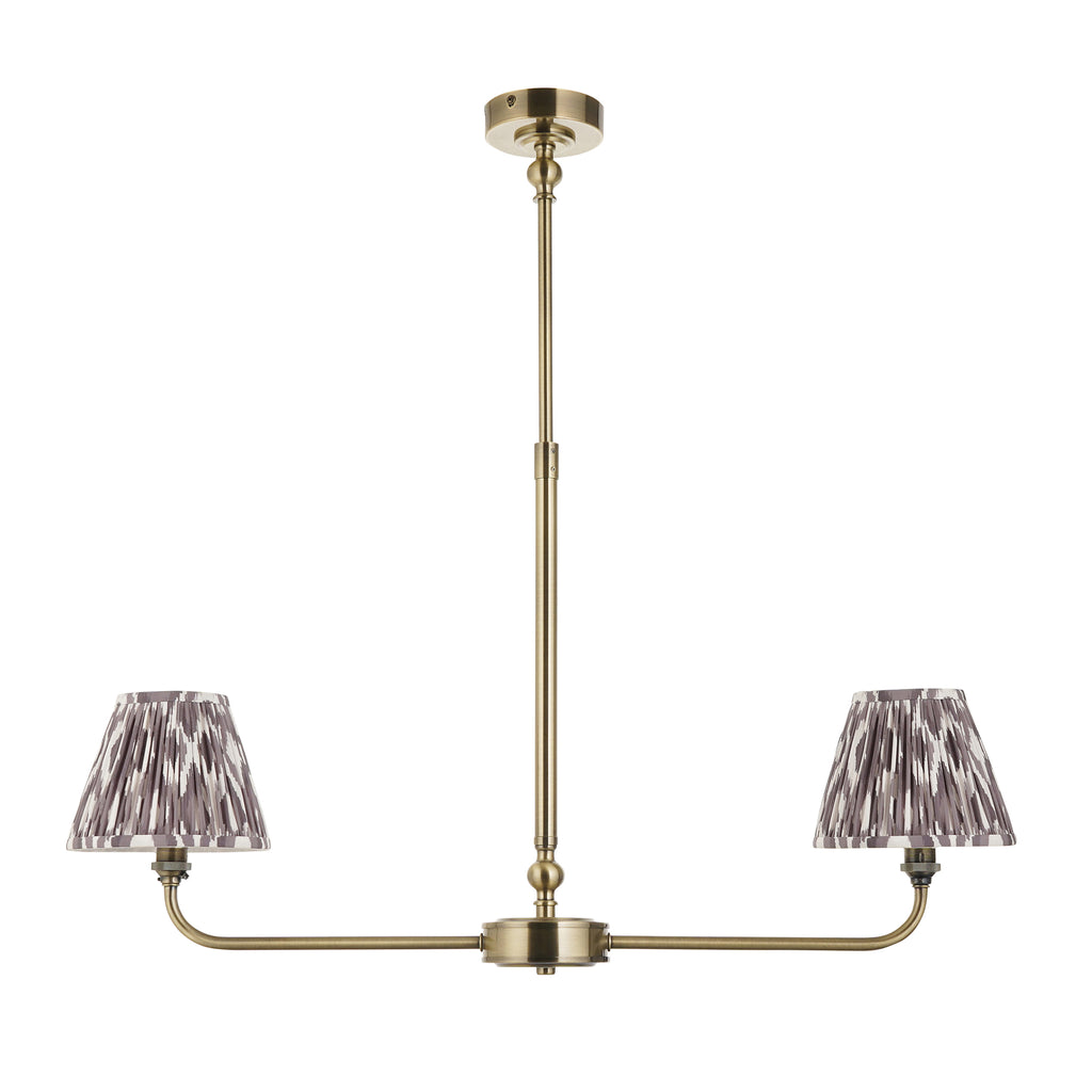 118085 Lille & Ikat 16cm 2 Light Pendant Brass Grey