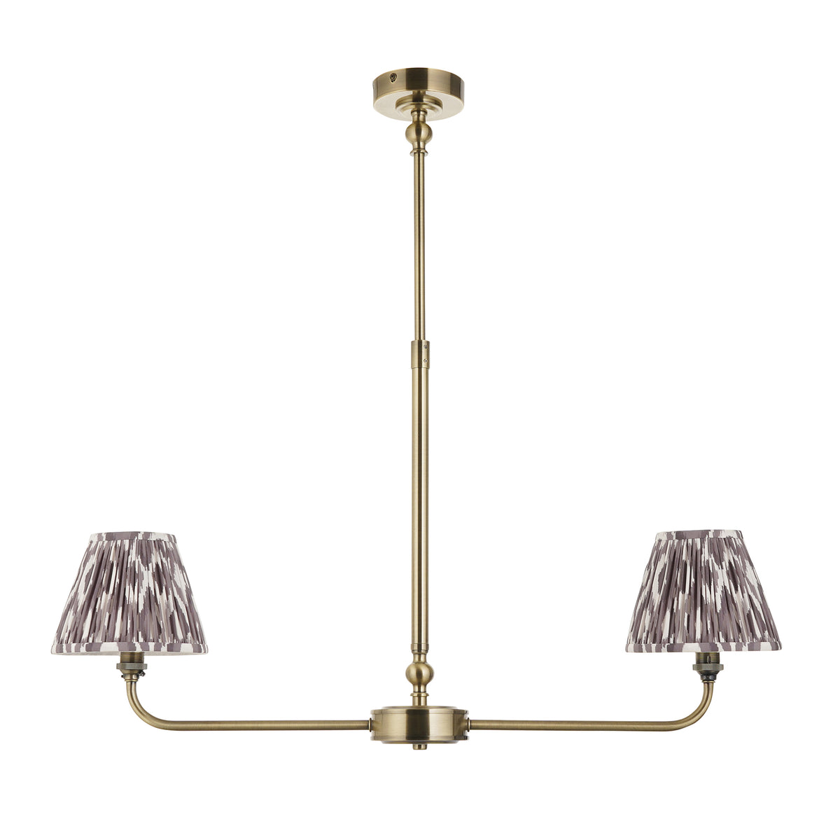 118085 Lille & Ikat 16cm 2 Light Pendant Brass Grey