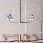 118086 Lille & Ikat 16cm 2 Light Pendant Brass Blue
