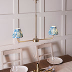 118086 Lille & Ikat 16cm 2 Light Pendant Brass Blue