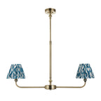 118086 Lille & Ikat 16cm 2 Light Pendant Brass Blue