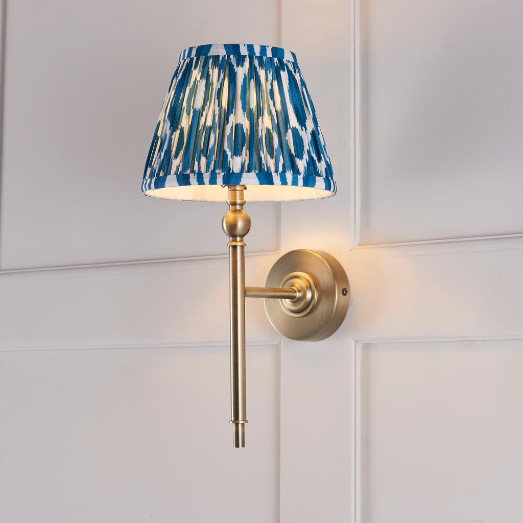 118118 Lille & Ikat 20cm Wall Light Brass Blue