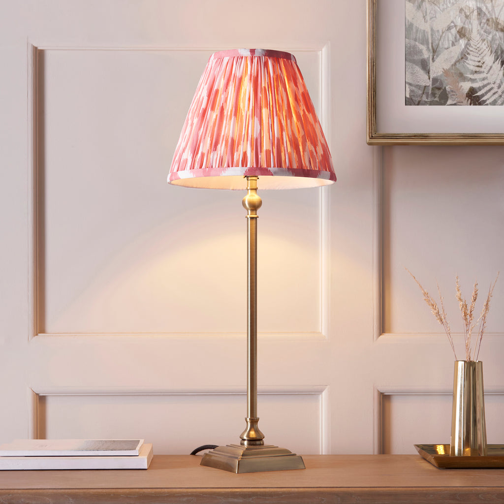 118139 Lille & Ikat 25cm Table Lamp Brass Pink
