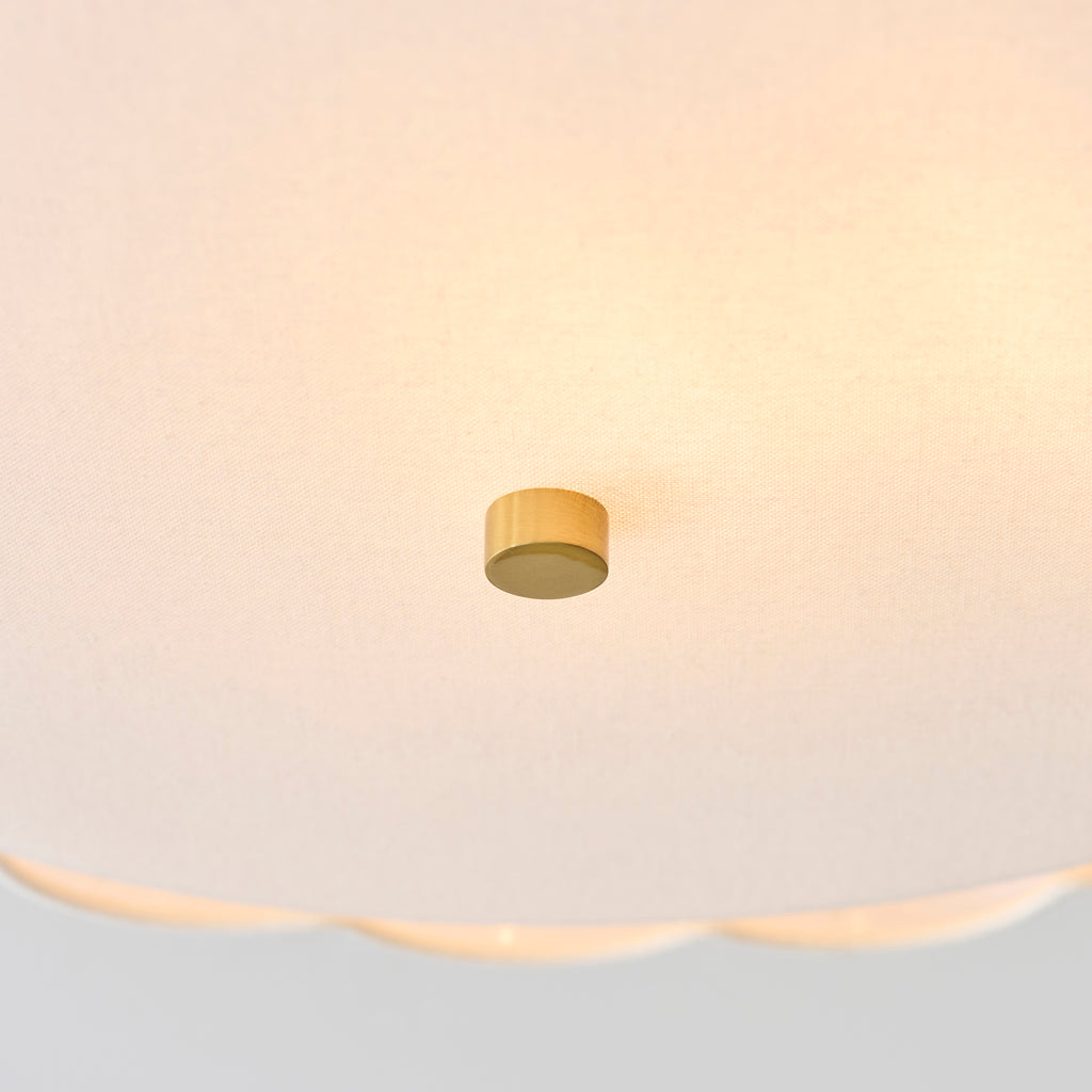 118591 Serene 2 Light Flush Ceiling Light Brass White
