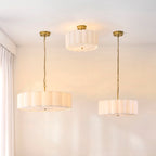 118591 Serene 2 Light Flush Ceiling Light Brass White