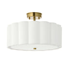 118591 Serene 2 Light Flush Ceiling Light Brass White