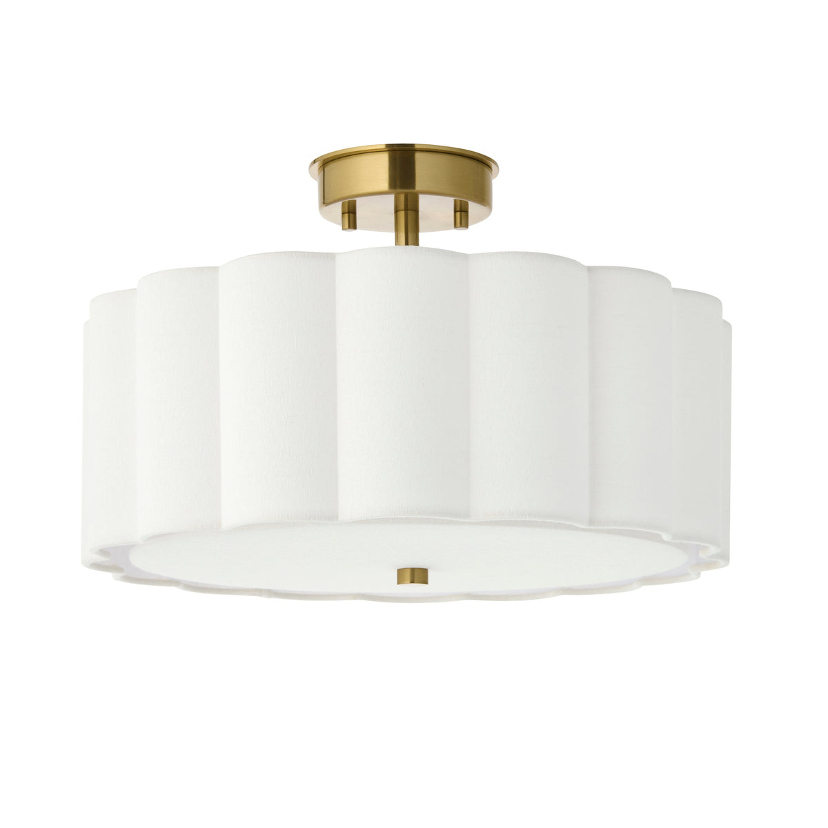 118591 Serene 2 Light Flush Ceiling Light Brass White