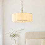 118592 Serene 3 Light Pendant Brass White