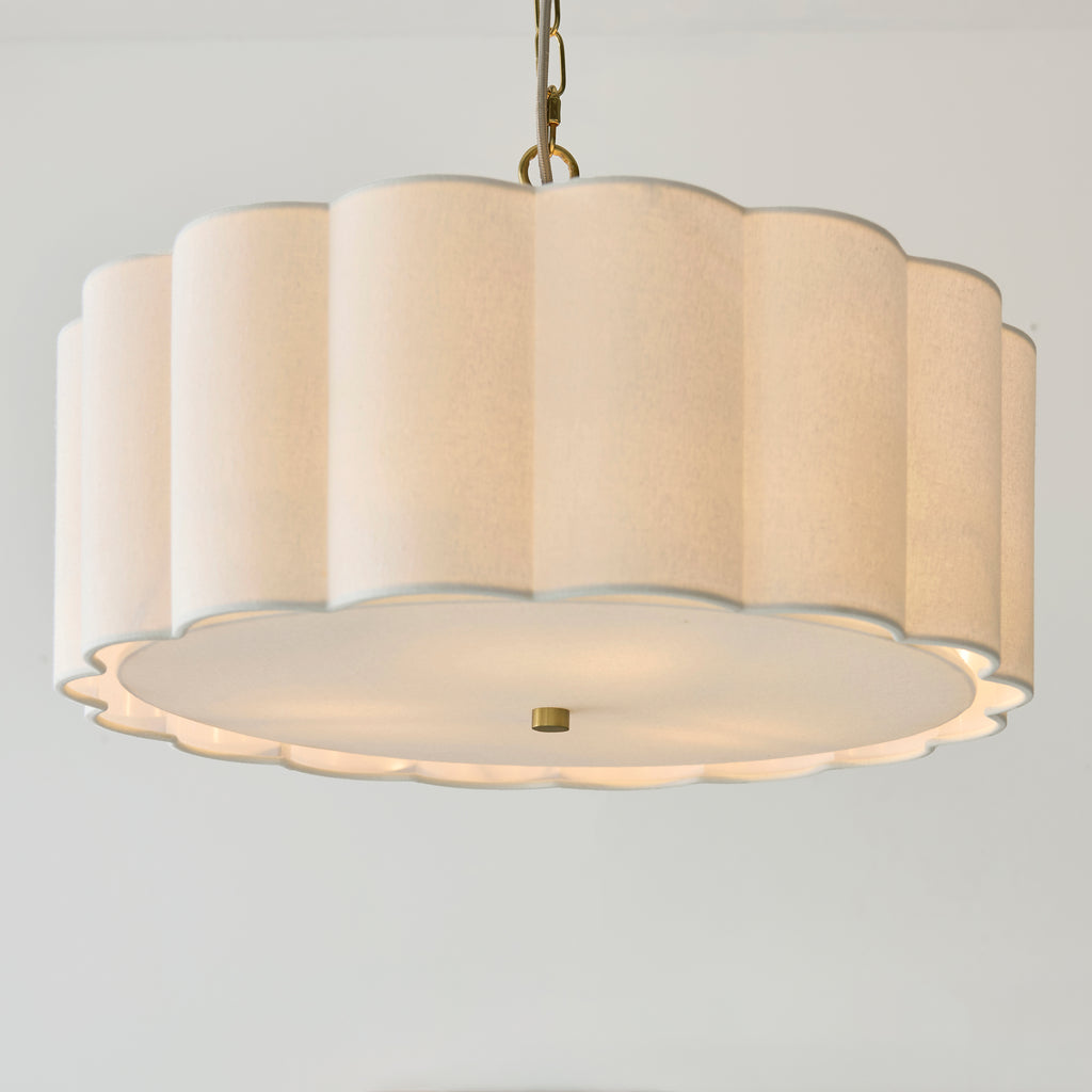 118592 Serene 3 Light Pendant Brass White