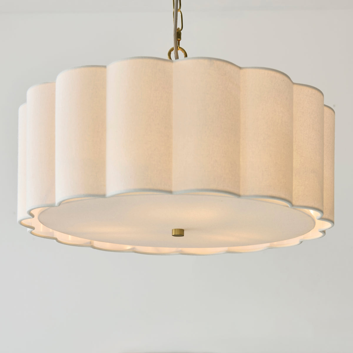 118592 Serene 3 Light Pendant Brass White