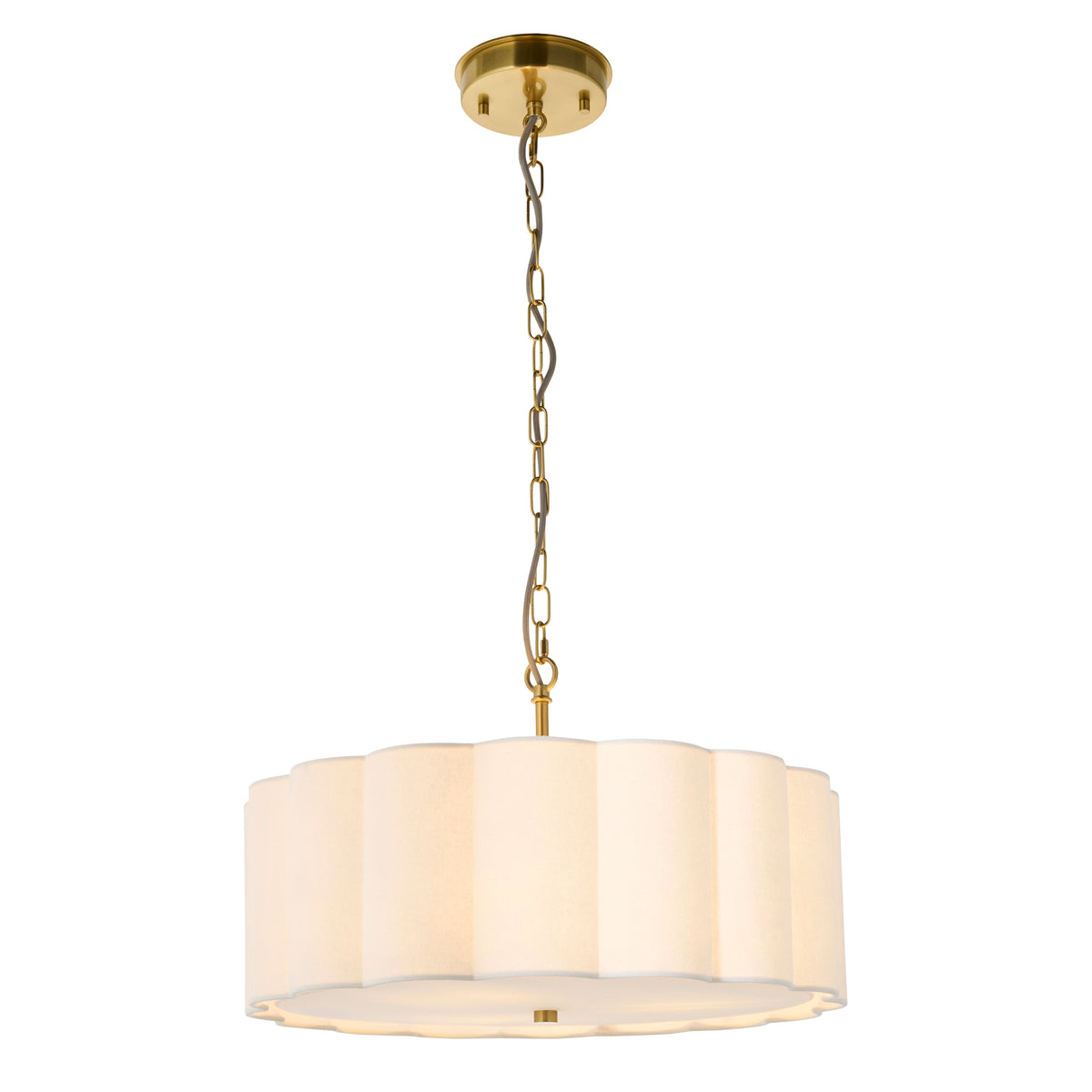 118592 Serene 3 Light Pendant Brass White