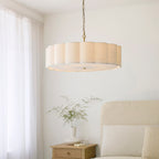 118593 Serene 6 Light Pendant Brass White