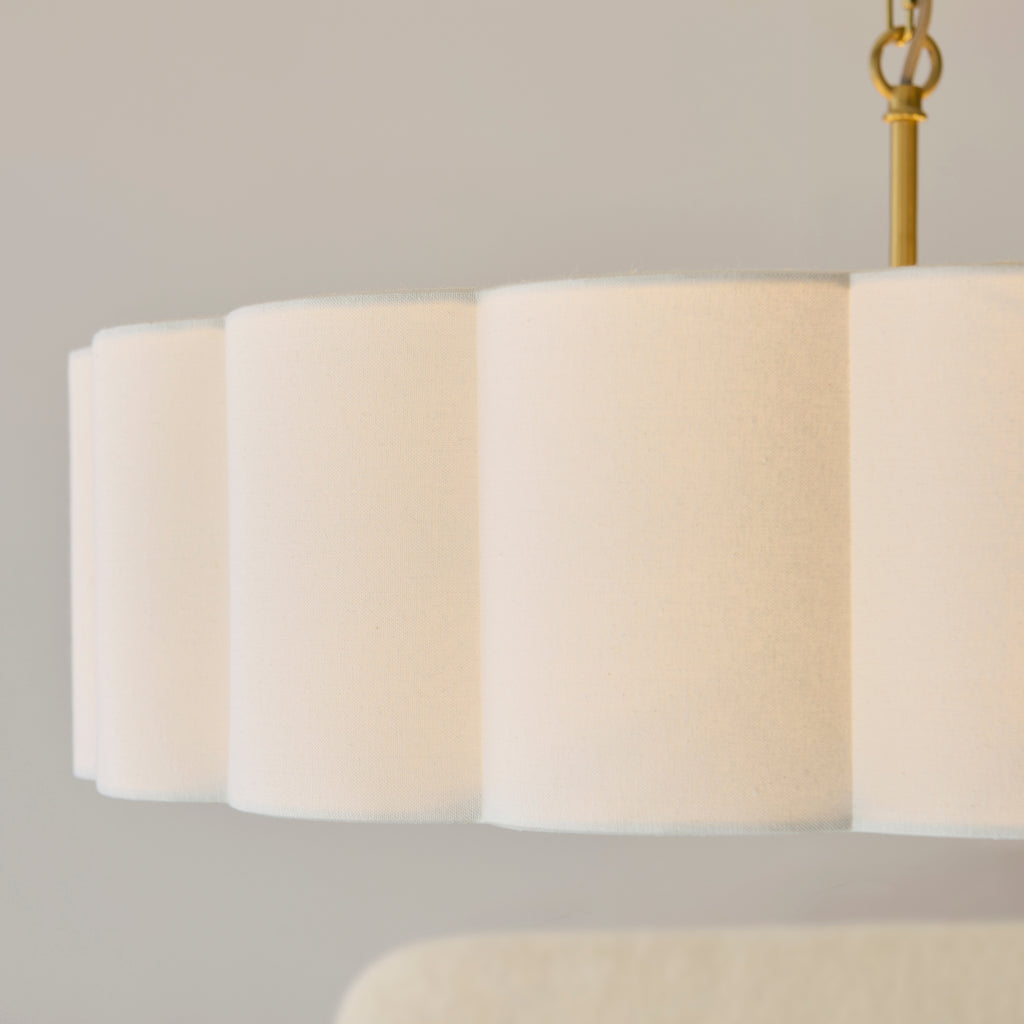 118593 Serene 6 Light Pendant Brass White