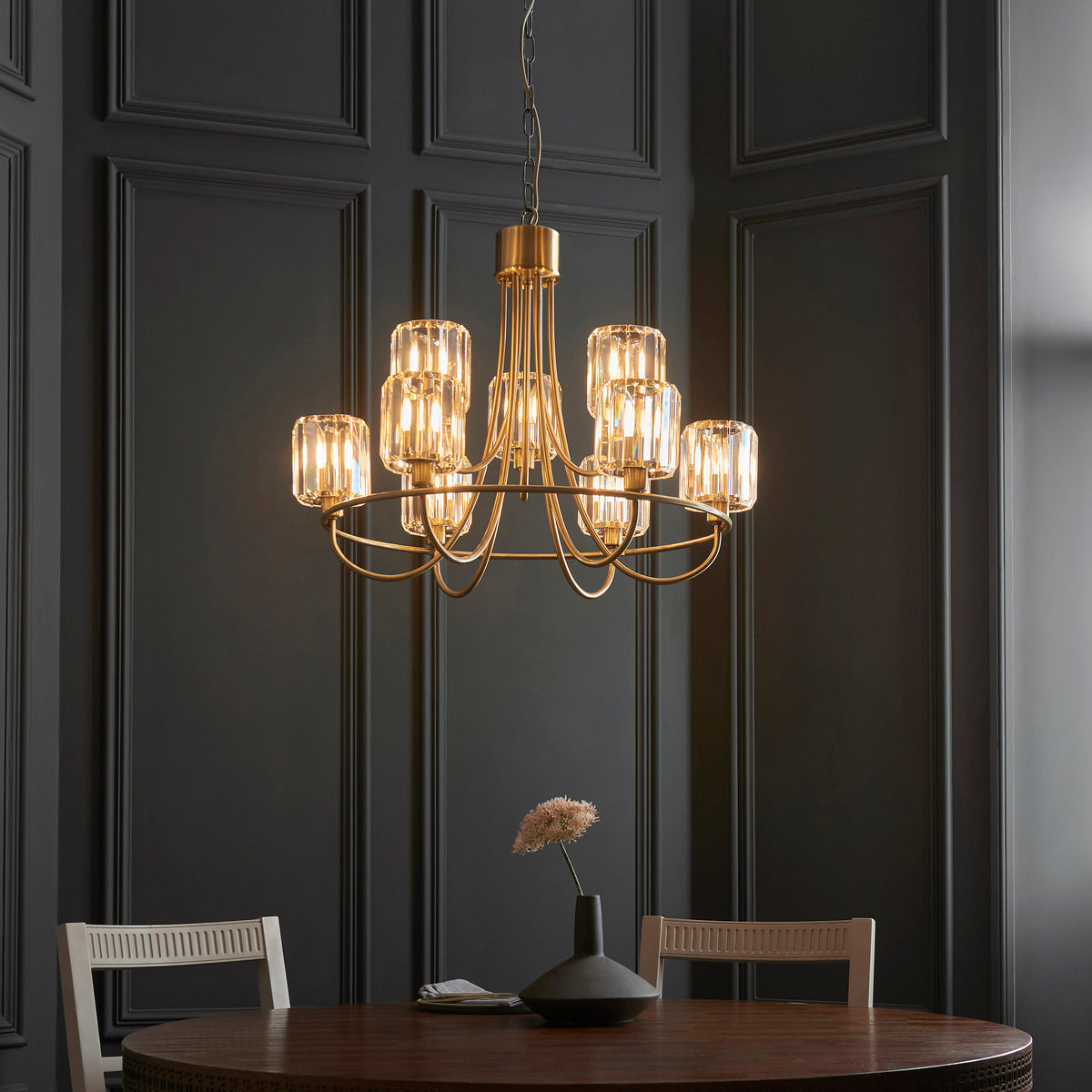 118934 Berenice 9 Light Pendant Brass