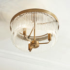 119109 Clermont 3 Light Semi Flush Ceiling Brass