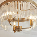 119109 Clermont 3 Light Semi Flush Ceiling Brass