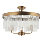 119109 Clermont 3 Light Semi Flush Ceiling Brass