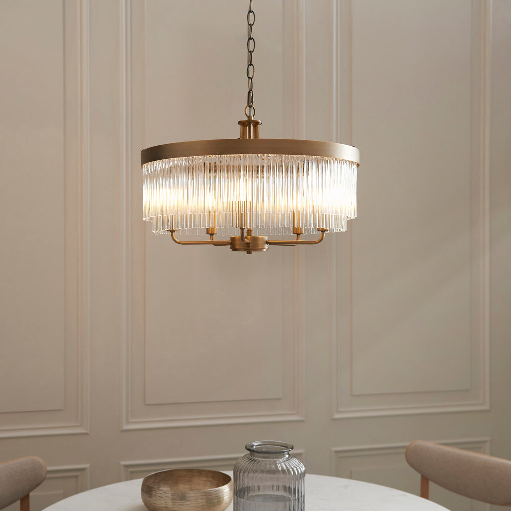 119110 Clermont 5 Light Pendant Brass