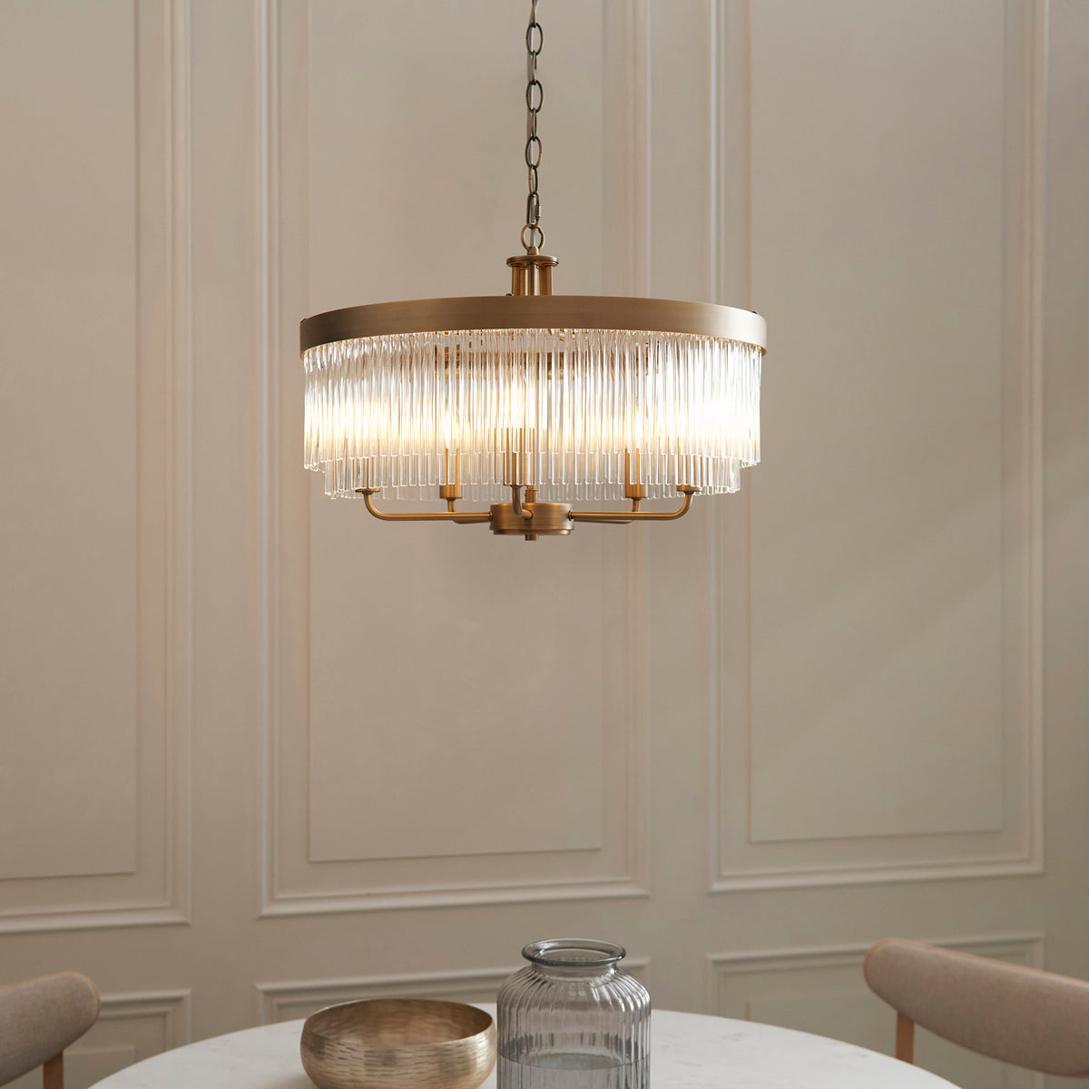 119110 Clermont 5 Light Pendant Brass