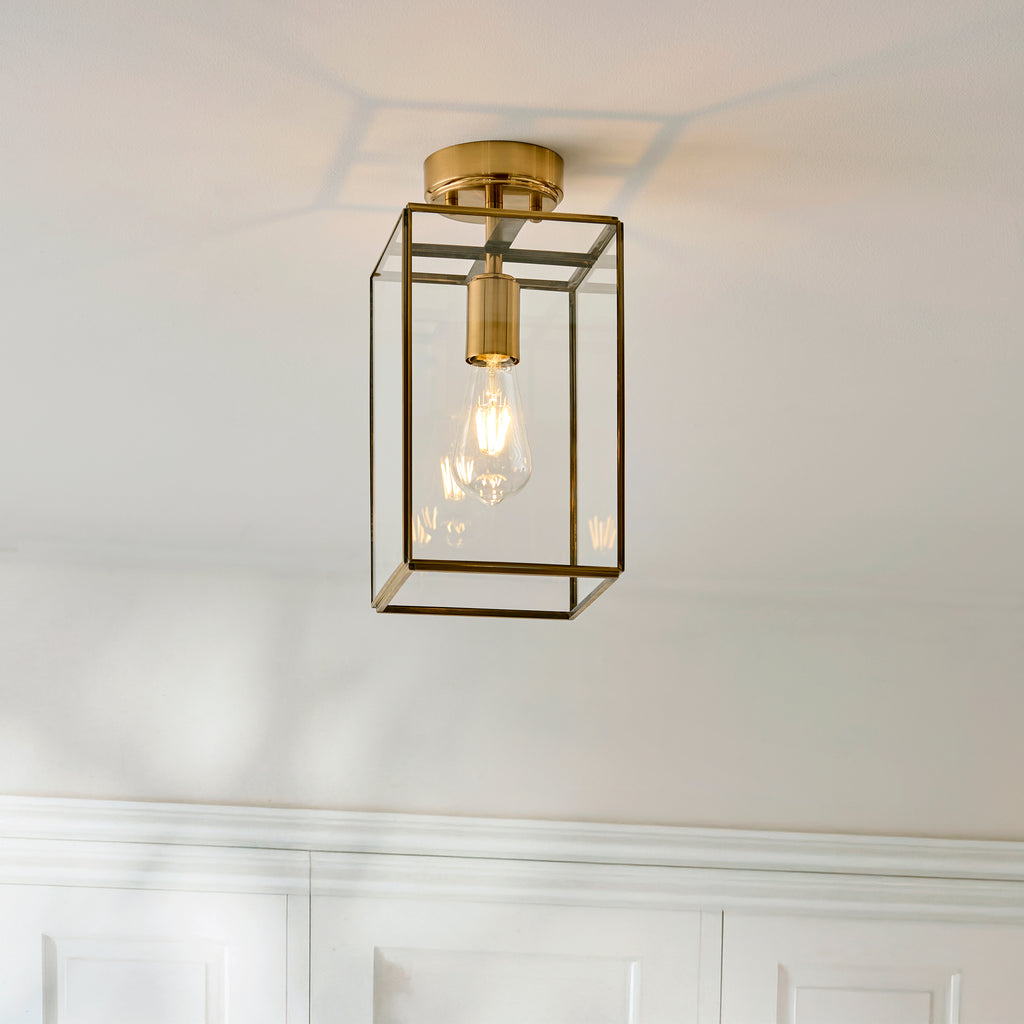 119143 Hammond Flush Ceiling Light Brass