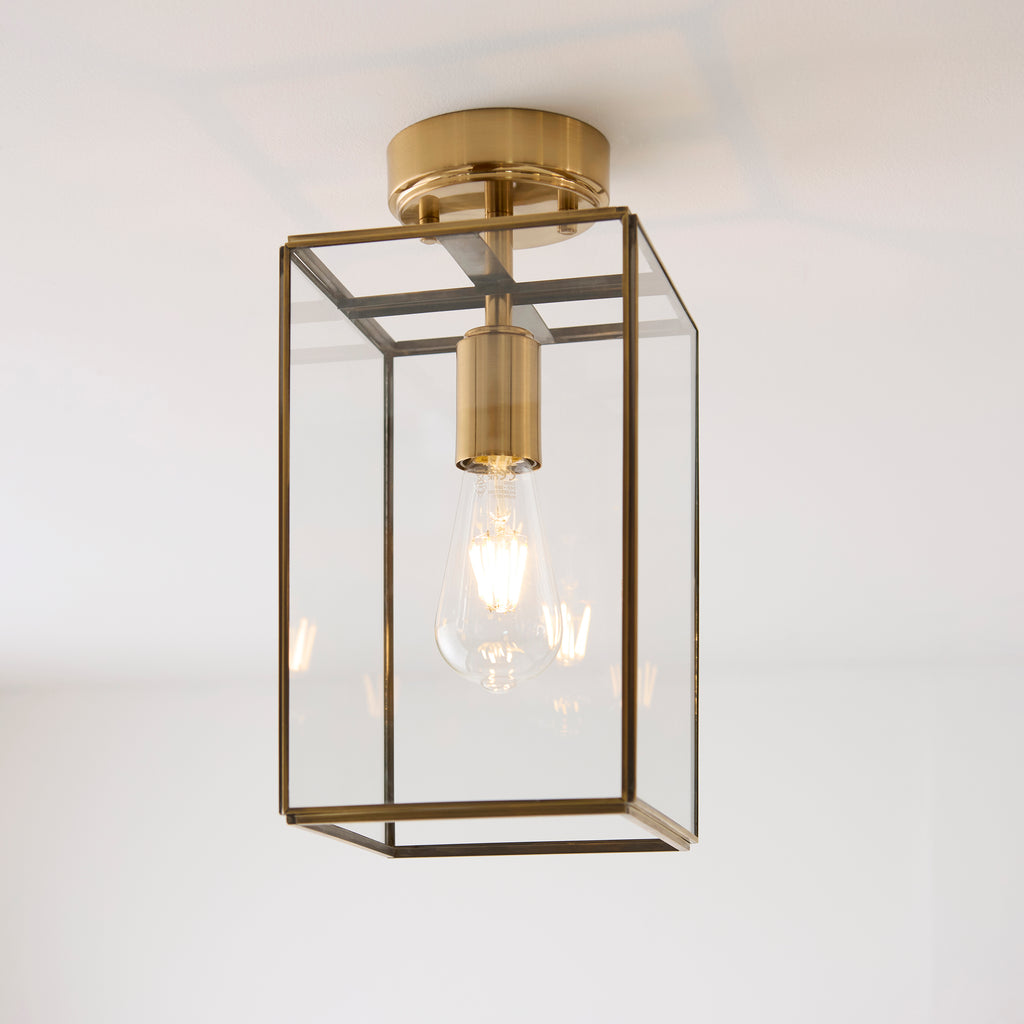 119143 Hammond Flush Ceiling Light Brass
