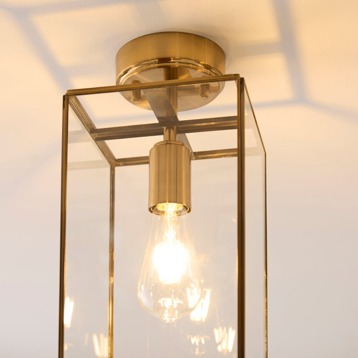 119143 Hammond Flush Ceiling Light Brass