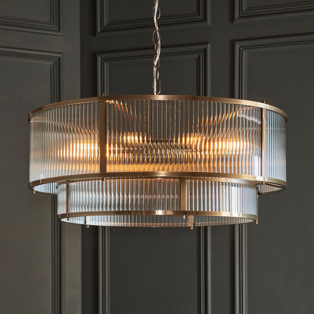 119456 Ridgeton 8 Light Pendant Brass