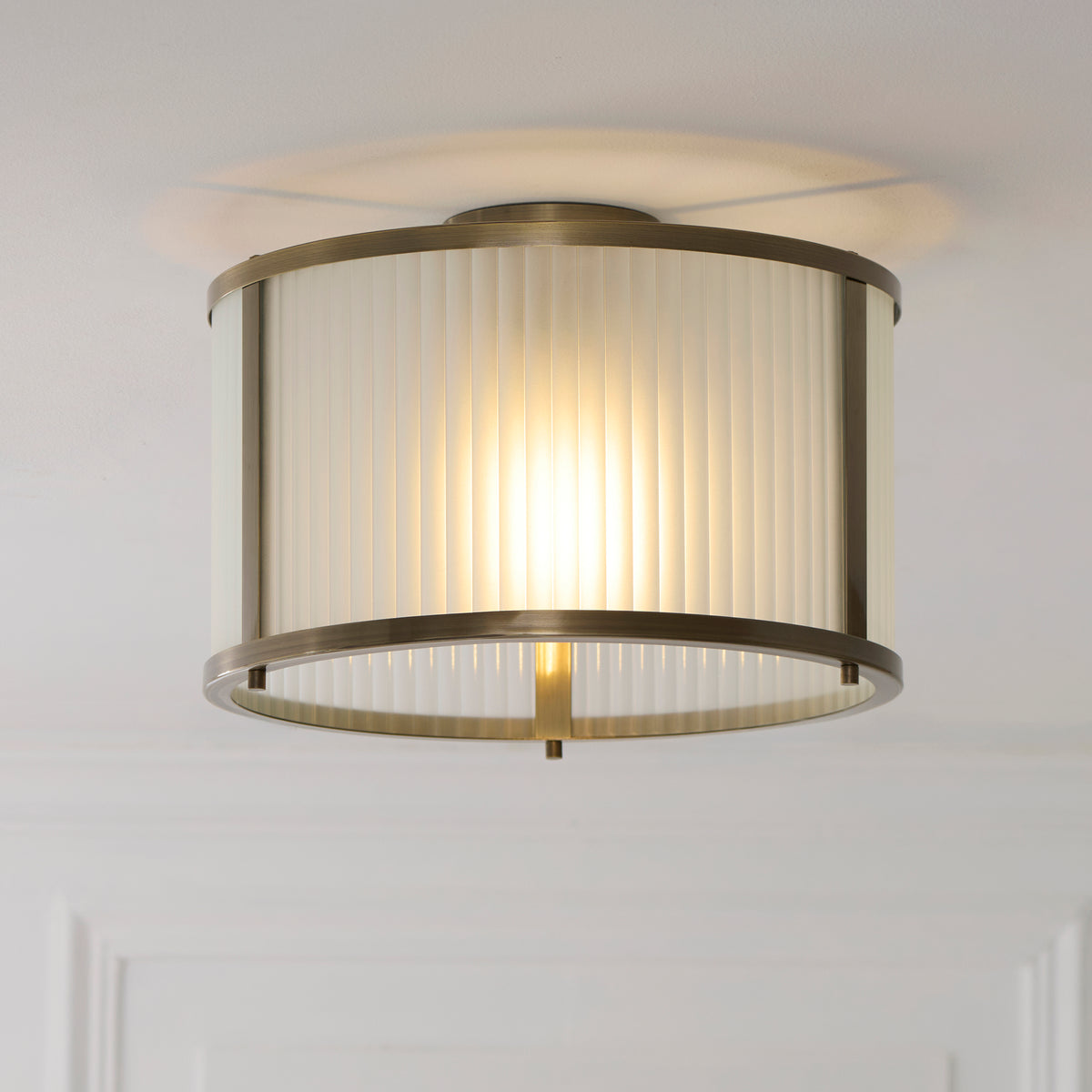 119457 Ridgeton Flush Ceiling Light Brass