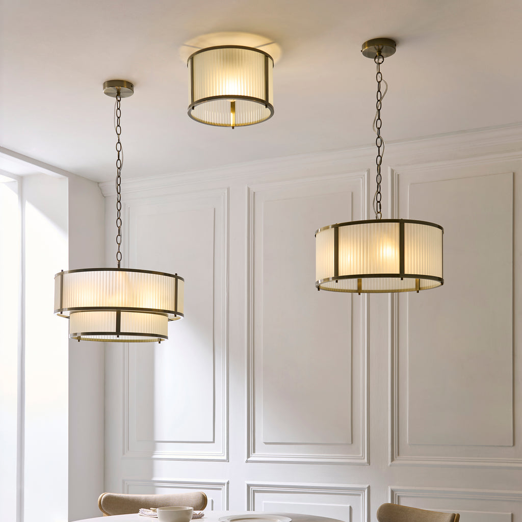 119457 Ridgeton Flush Ceiling Light Brass