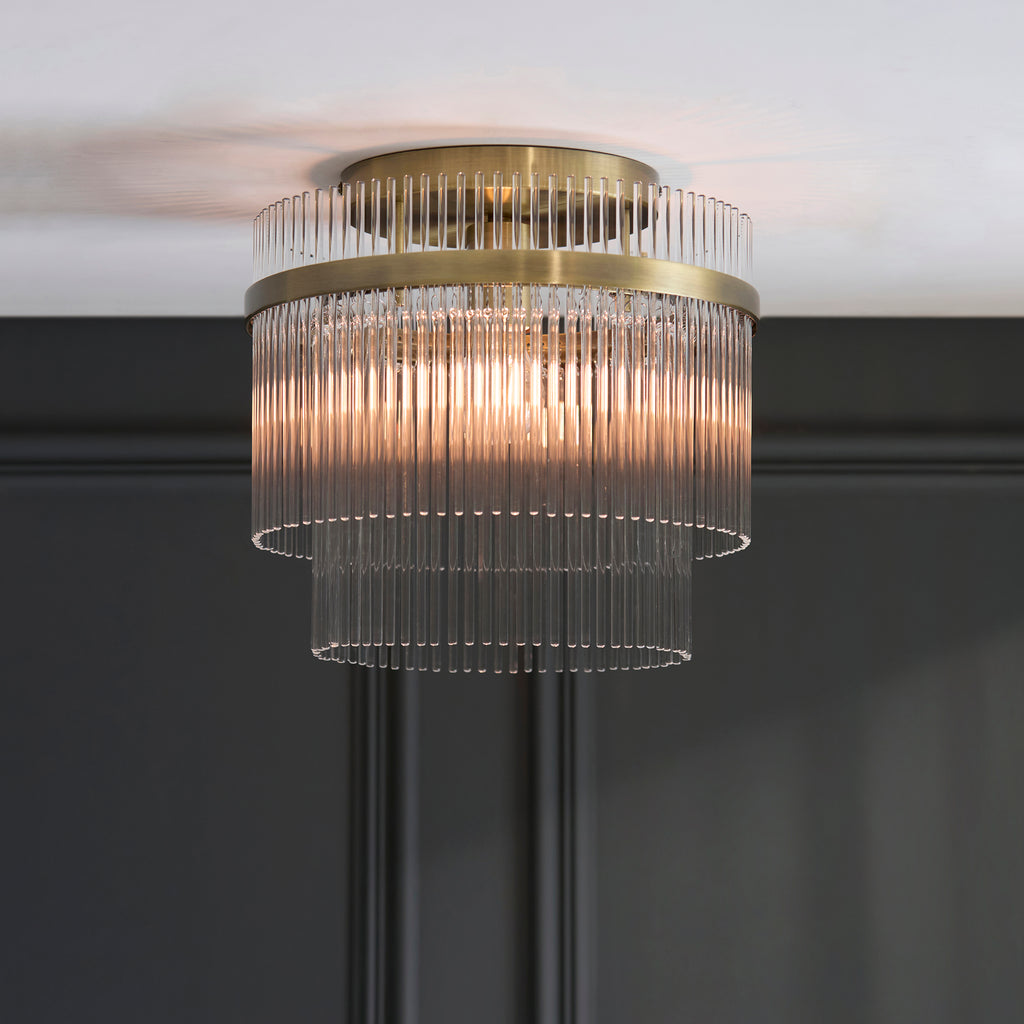 119492 Marietta Flush Ceiling Light Brass