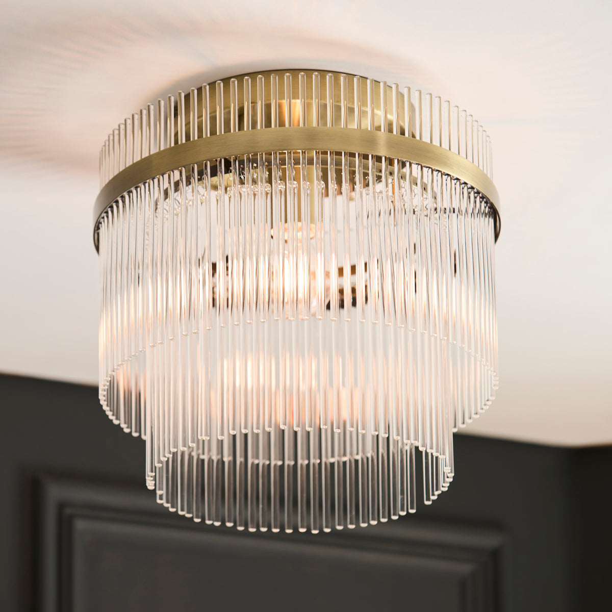 119492 Marietta Flush Ceiling Light Brass
