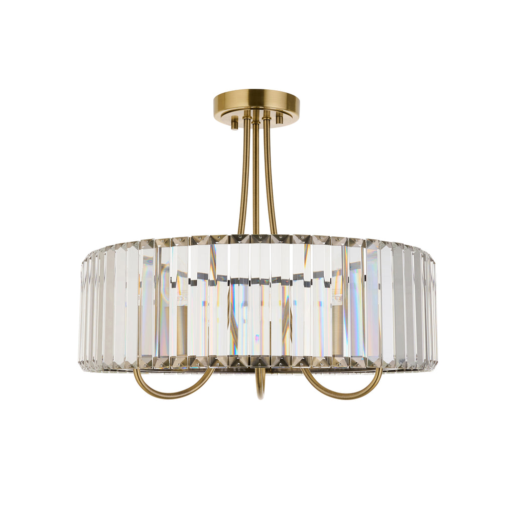 119609 Visconti 3 Light Semi Flush Ceiling Brass