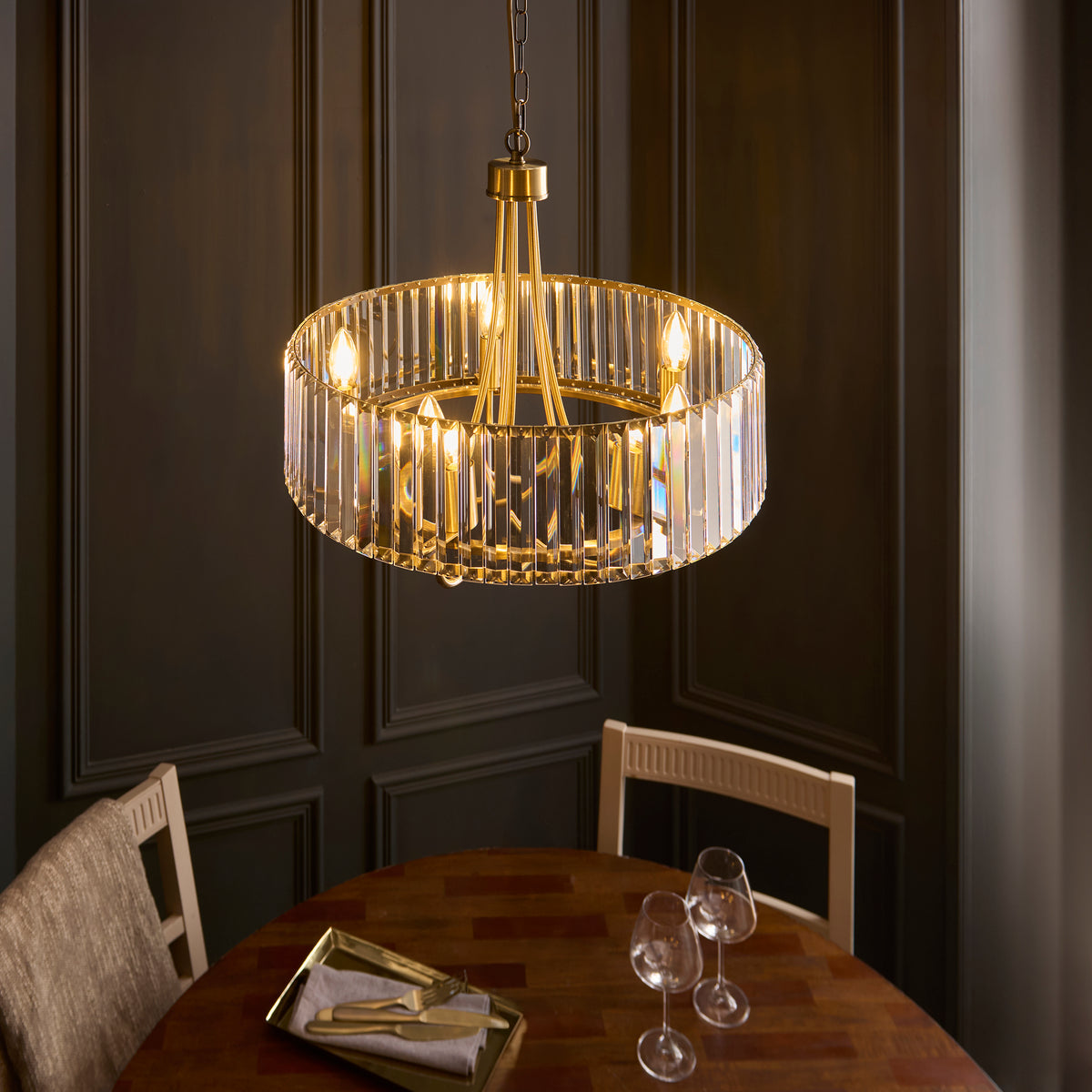 119610 Visconti 5 Light Pendant Brass