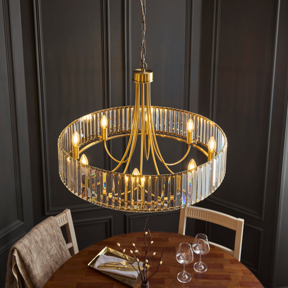 119611 Visconti 8 Light Pendant Brass