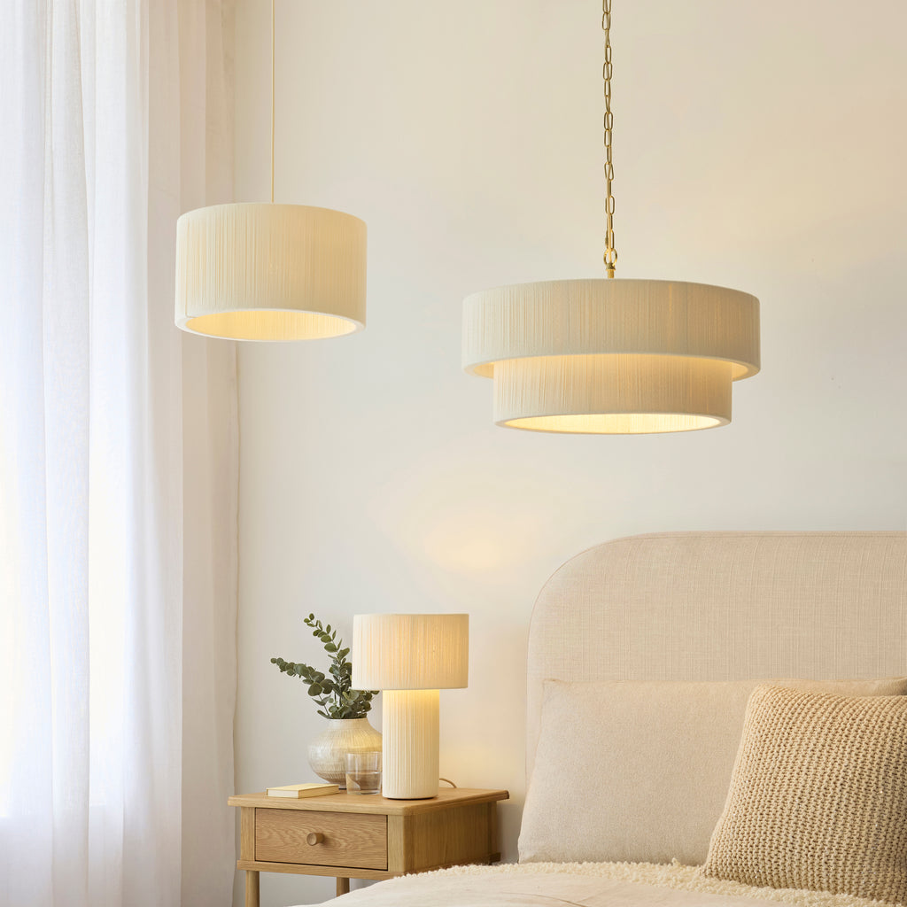120011 Noah Pendant Cream Brass