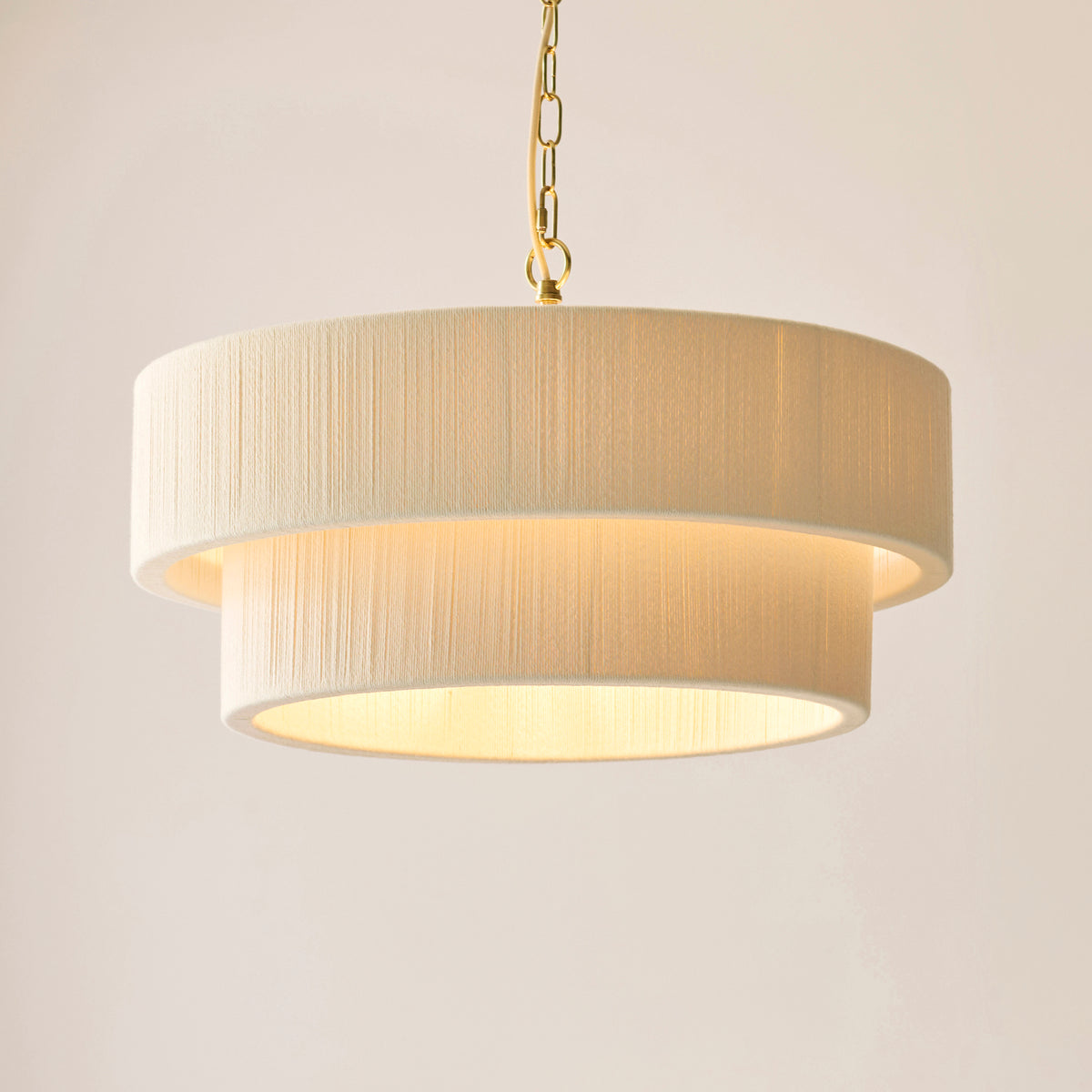 120013 Noah 5 Light Pendant Cream Brass